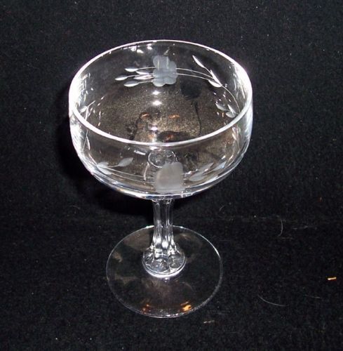 4 Princess House Crystal Heritage Etch 6 Oz Tulip Champagne Flutes Glasses  #432