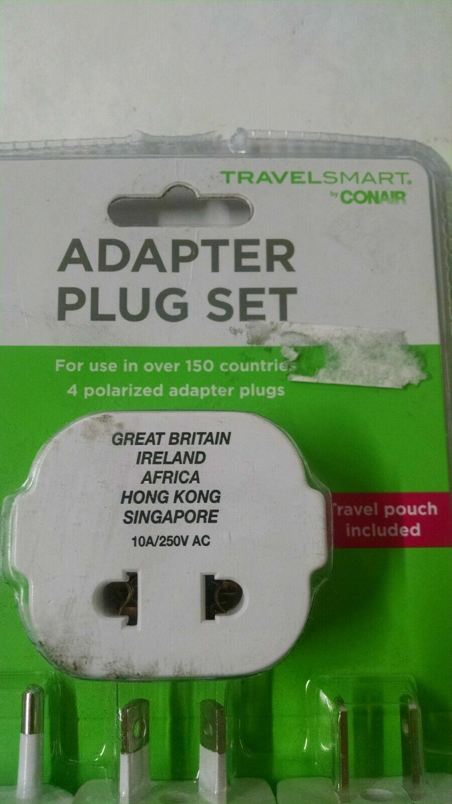 Travel Smart by ConAir Adapter Plug Set 3x10A/250V AC, 1x12A/250V AC