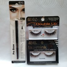 Eye Lot of 3 Ardell Faux Mink Double Up Lashes + Pro Brow Micro-Fill Marker - $15.84