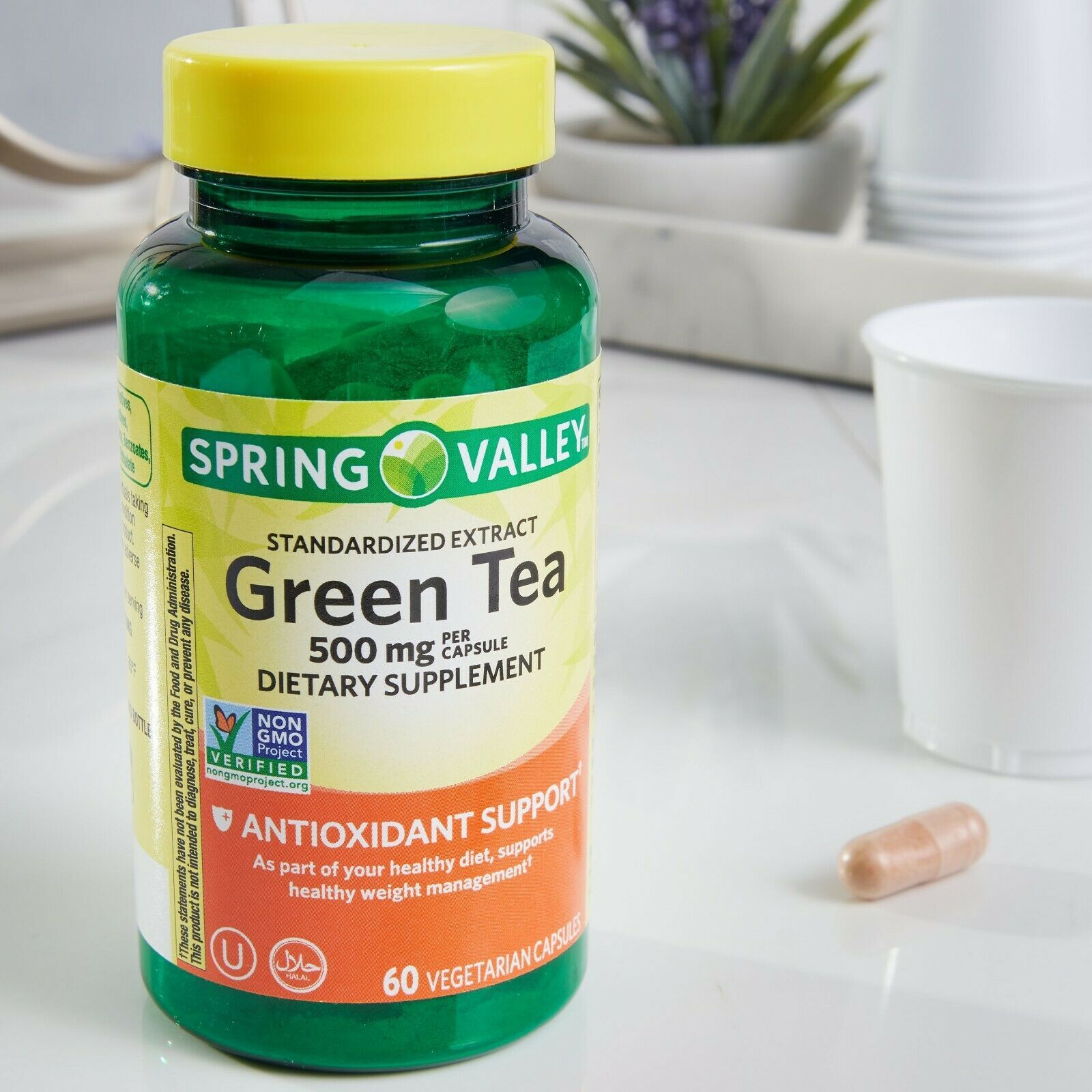 Spring Valley Green Tea Extract Vegetarian Capsules, 500 mg, 60 Count