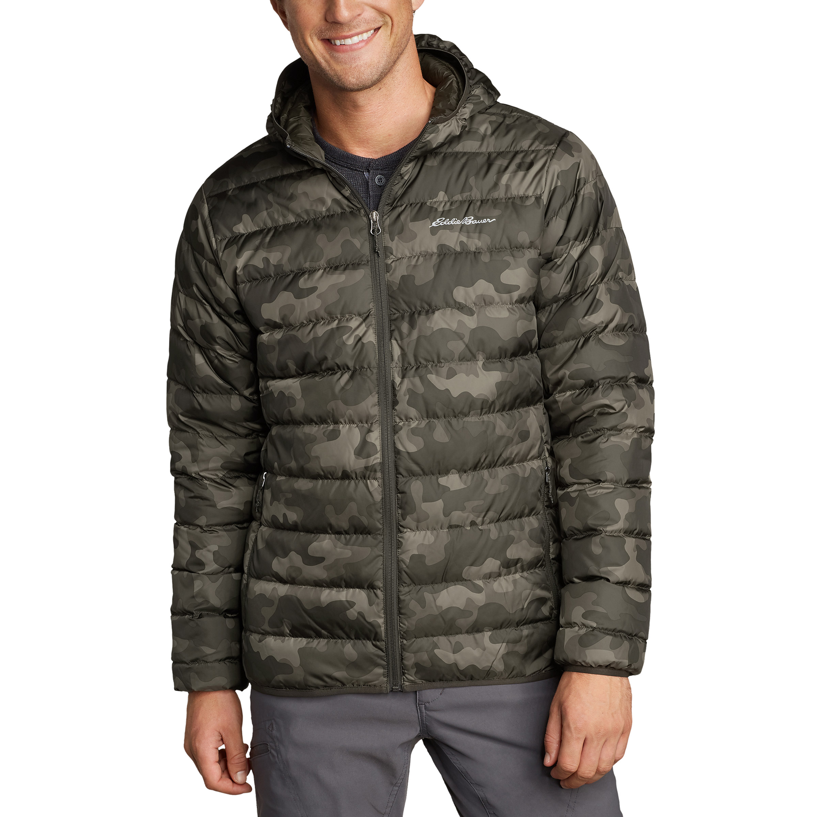 Eddie Bauer Men’s Cirruslite Down Hooded Jacket EB650 FILL Camo Size XL ...