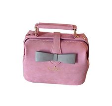 Adorable Pink Frosted Leather Clutch Bow Knot Clutch Bag image 2