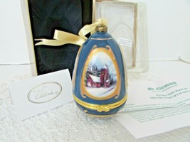 Mr.Christmas Musical Glass Ornament Trinket Box Valerie Blue Church 4.25"H Mib - $18.76