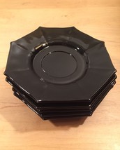 Vintage 60s Black Glass Octagon small plates/saucers- set of 5