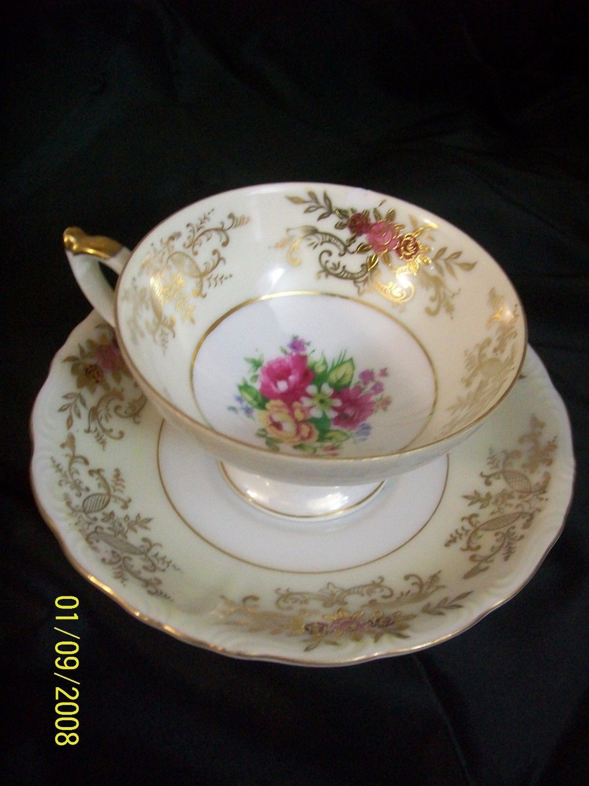 Del Mar Hand Painted 24K Gold Coffee Cup & Saucer