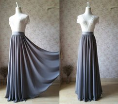Blue Wedding Chiffon Skirt Flowy Blue Bridesmaid Chiffon Skirts Plus Size image 15