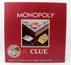 MONOPOLY and Clue Deluxe Vintage 2 in 1 Wood Game Collection Set - $40.19