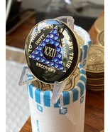 22 Year AA Medallion Nlack Tri-plate Sapphire Blue Crystal - £16.59 GBP