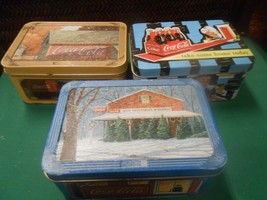 Great Set Of 3 Coca Cola Tin Cans - $12.46