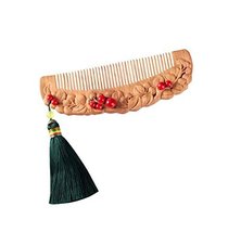 Retro Palace Mahogany Comb Ethnic Design Ladies Anti-Static Carved Tassel Comb - $26.74