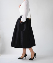 A-line Pleated Taffeta Skirt Ruffle Plus Size Pleated Skirt -Emerald Green, Red image 4