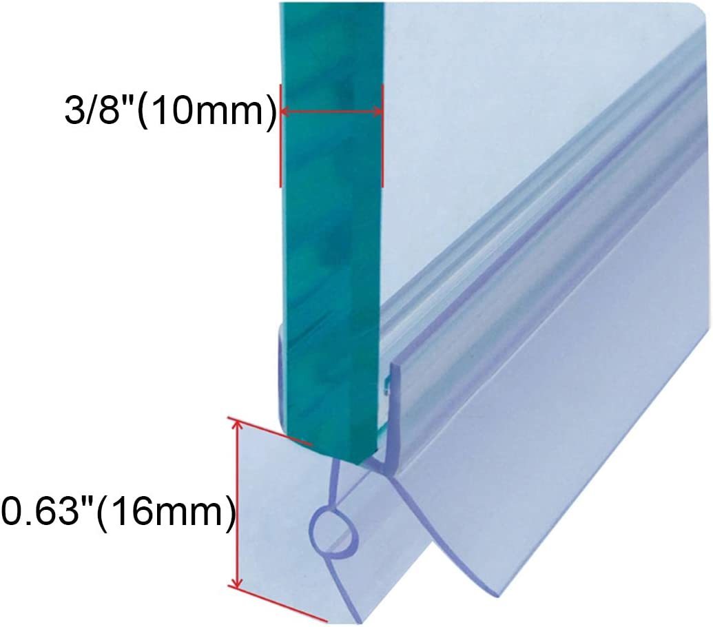 Cozylkx Frameless Shower Door Bottom Seal with Drip Rail for 3/8"(10mm
