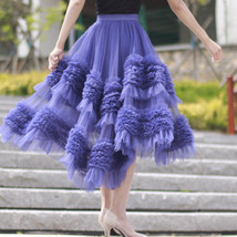 High-low Layered Tulle Skirt Outfit Plus Size Wedding Outfit Purple Tiered Skirt image 9