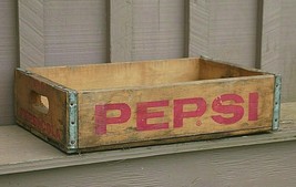 Pepsi Cola Natural Wooden Soda Pop Bottle Crate Carrier Tool Open Box Si... - $49.49