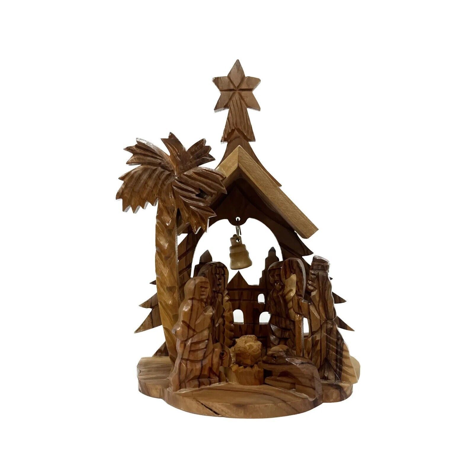 Hand Carved Olive Wood Nativity Set Bethlehem Baby Jesus Christmas