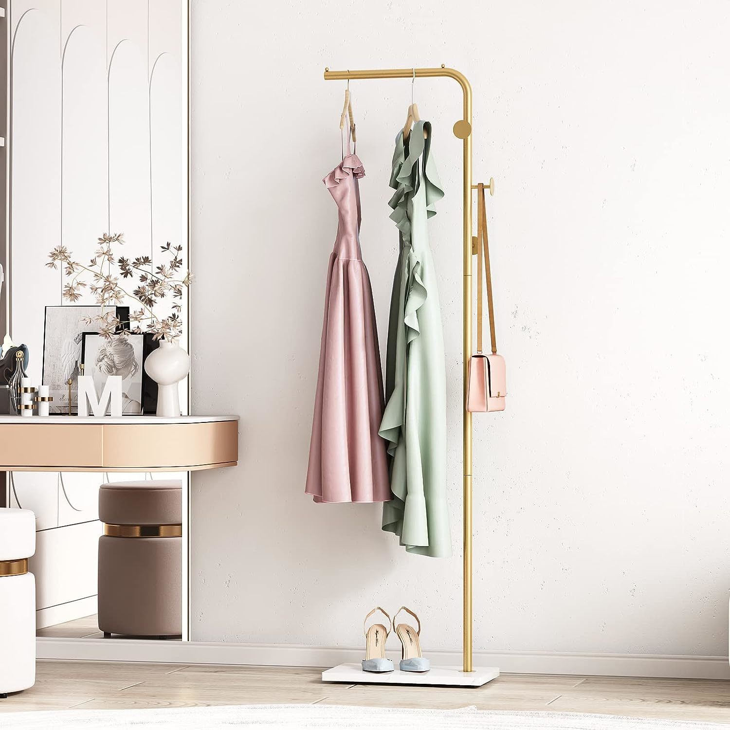 Kadigang Freestanding Gold Coat Rack, Gold Clothes Rack With, And ...