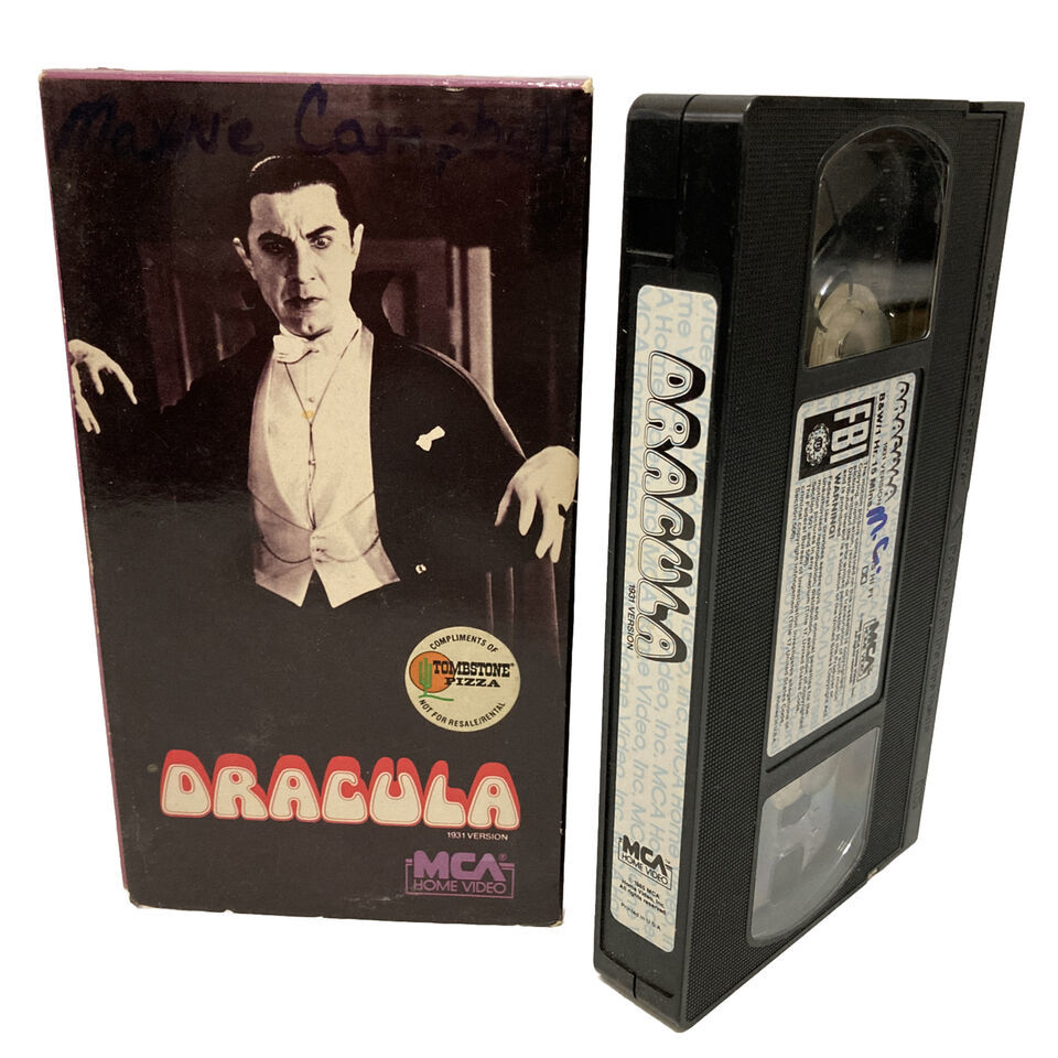 Dracula VHS MCA Withe Tombstone Pizza Promo Hype Sticker Bela Lugosi ...