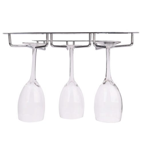 Bartender Glass Stemware Rack 28cm Chrome Triple Wine Racks And Bottle Holders