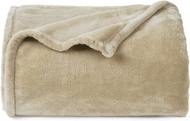Phf Ultra Soft Fleece Throw Blanket, No Shed No Pilling Luxury Plush Cozy, Khaki - $29.99
