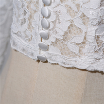 Button Down Short Sleeve Lace Shirt Wedding Bridal Plus Size Crop Lace Shirts image 6