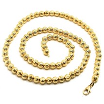18K YELLOW GOLD CHAIN FINELY WORKED SPHERES 5 MM DIAMOND CUT, FACETED 16... - $1,209.80