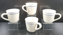 4 Gabbay Bue Band Mugs Set Culinary Cafeware Tan Ribbed Coffee Drinking ... - $49.37