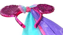 NEW Handmade Purple Sequin Sparkle Shimmer Butterfly Ear Headband w/ Veil Train image 4