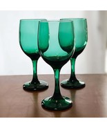 Libbey Juniper dark green stemmed wine goblets, Set of 3, Vintage - $19.88