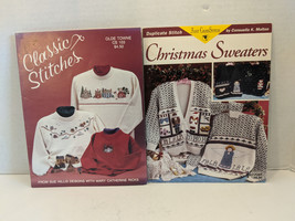Lot of 2 Vtg Counted Cross Stitch Patterns Christmas Sweaters &#39;92 Olde T... - $6.72
