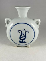 Blue and White Floral Illustration Asian Small Flower Vase - $14.25
