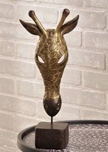 Giraffe Mask Statue 15.4" High Resin Wildlife African Table Shelf Copper Brown image 2