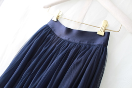 NAVY BLUE Elastic High Waisted Tulle Maxi Skirt Plus Size Bridesmaid Tutu Skirt image 5