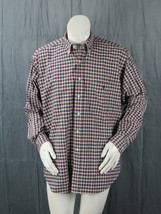 Vintage Polo Button Bown Shirt -  Blue Black White and Red Plaid - Men&#39;s... - $75.00