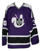 Any Name Number Cleveland Crusaders Retro Hockey Jersey Cheevers Purple Any Size image 4