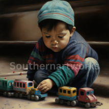 A little boy and a train. Wall Art.# 2 of 4 in this collection - $1.99