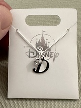 Disney Parks Mickey Mouse Faux Gem Letter D Silver Color Necklace NEW