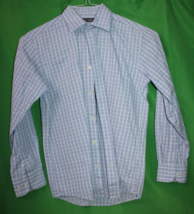 Michael Kors Boys Size Youth 14 Non Iron blue Check Cotton Dress Shirt - $29.69