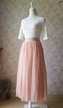 Blush Pink Long Tulle Skirt High Waisted Plus Size Long Tulle Tutu Blush Skirt image 8