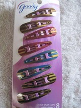 8 Goody Darcy Stripe Painted Metal Contour Snap Hair Clips Blue Pink Neutrals - $8.00