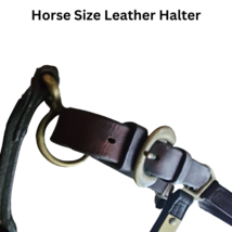 Leather Horse Size Halter Midnite High Brass Plate USED image 3