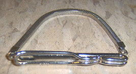 Used Vintage Silver Tone 2&quot; to 3&quot; Expand TIE BAR w/ Fine snake chain 196... - $25.85