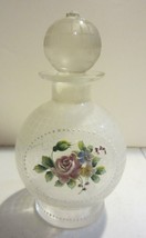 Round perfume bottle hand painted raised floral design - $61.75