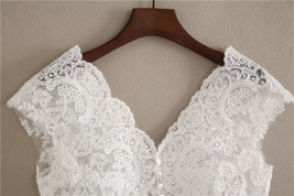 White Cap Sleeve V Neckline Lace Tanks Boho Wedding Bridesmaid Tops Covers-plus  image 2