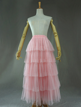 PINK TIERED Tulle Skirt High Waisted Tiered Tulle Maxi Skirt Tulle Layered Skirt
