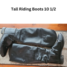 Tall Black Horse Equestrian Riding Boots Size 10 1/2 USED image 2