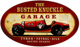 Busted Knuckle Garage Vintage Racer Metal Sign 24" by 14" Oval - $40.00