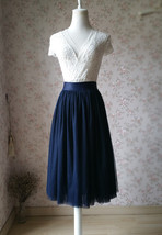 NAVY Midi Tulle Skirt Navy Blue Plus Size Tulle Skirt High Waisted Navy Tutu