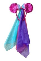 NEW Handmade Purple Sequin Sparkle Shimmer Butterfly Ear Headband w/ Veil Train image 2