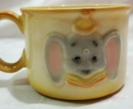 Rare HTF Yellow Glazed Ceramic Cup EARLY DUMBO CHILDS MUG Cute Elephant ... - $20.25