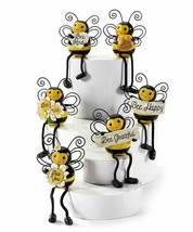 Bumble Bee Shelf Sitters with Dangly Legs Set of 6  with Sentiments Polystone